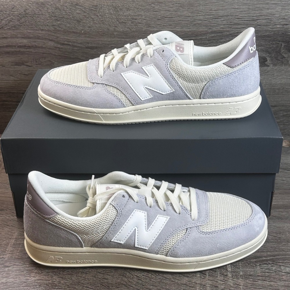 New Balance T500 Court Sneakers Mens 13 Pearl Grey Suede Mesh Low Top Shoes NEW
